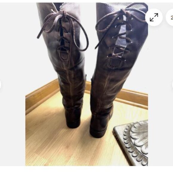 Bed Stu Cobbler MANCHESTER Tall Knee Boot Women's US 8 Rear Lace Side Zip - Picture 6 of 10